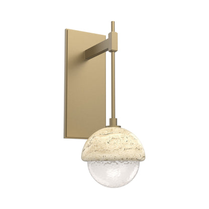 Cabochon Tempo LED Wall Light in Gilded Brass/White Blown Glass (Travertine).