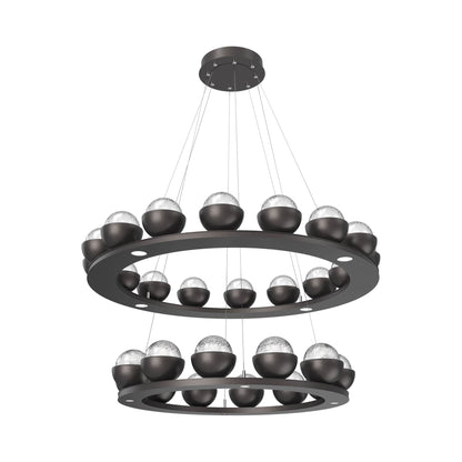 Cabochon Two-Tier Ring LED Chandelier in Graphite/Clear Blown Glass (Matching Finish).