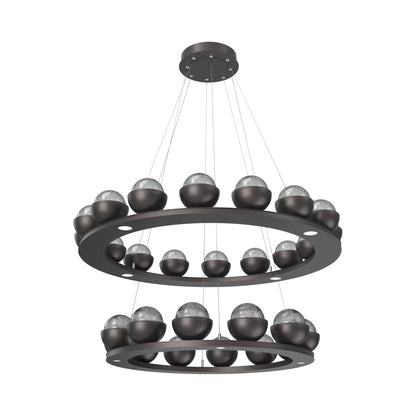 Cabochon Two-Tier Ring LED Chandelier in Graphite/Smoke Blown Glass (Matching Finish).