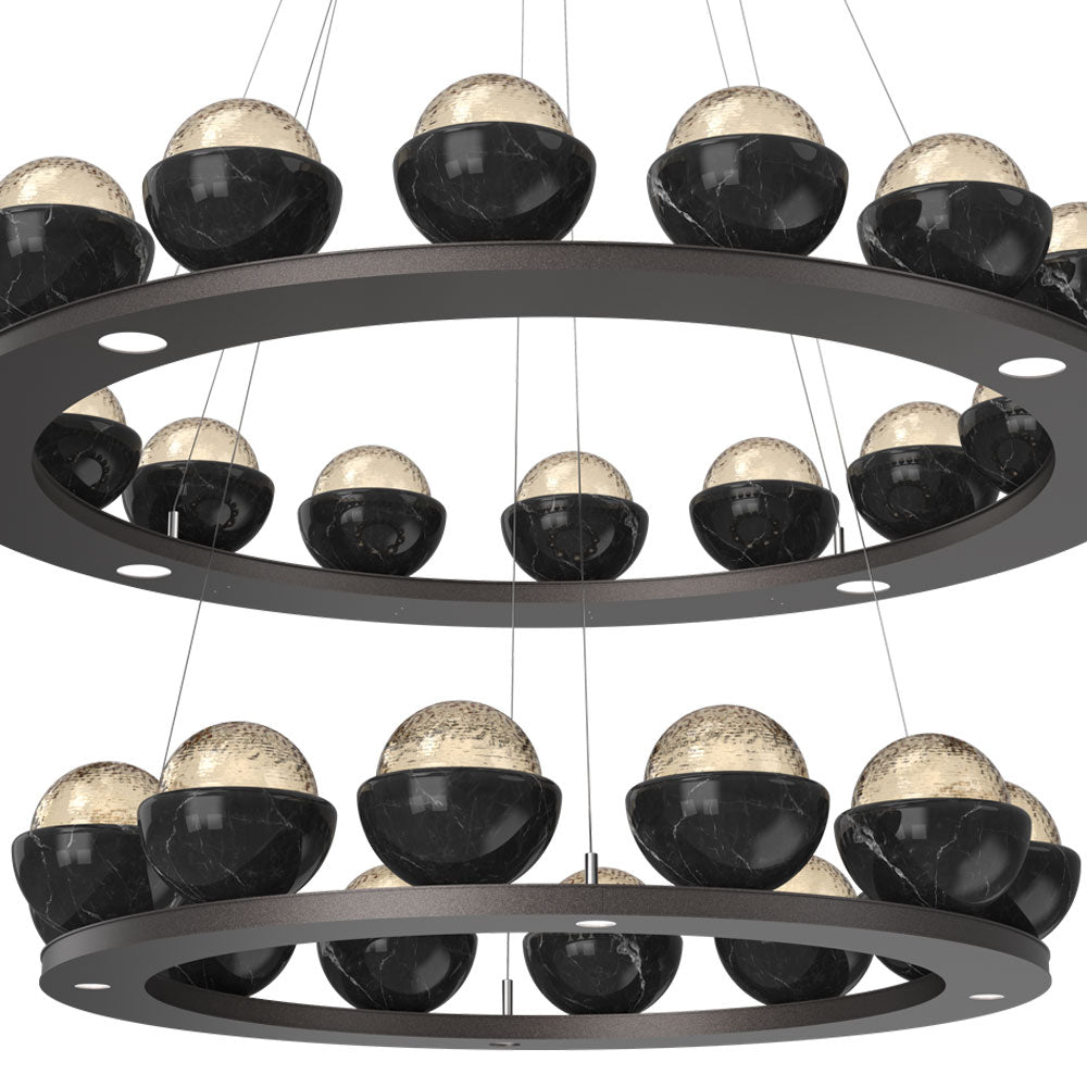 Cabochon Two-Tier Ring LED Chandelier in Detail.