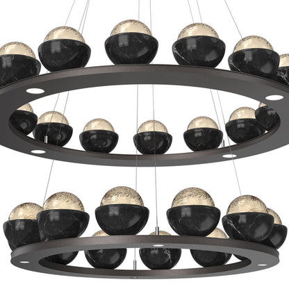 Cabochon Two-Tier Ring LED Chandelier in Detail.