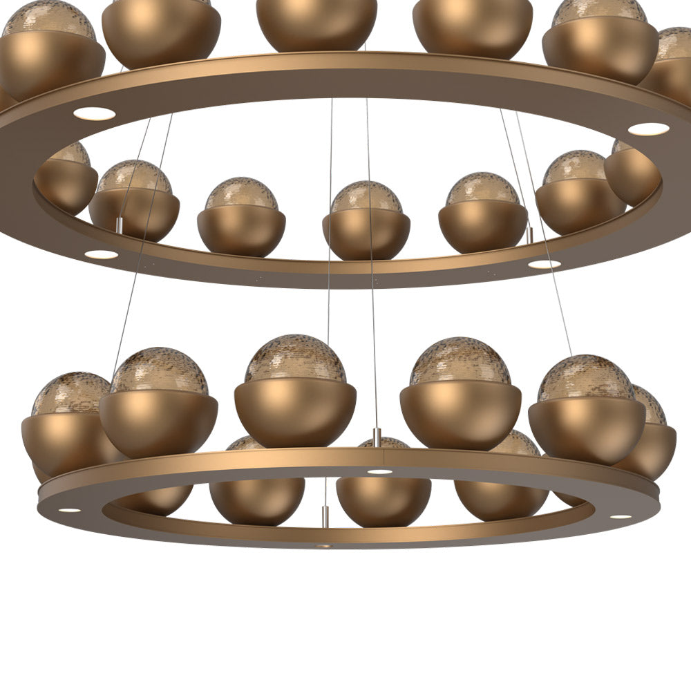 Cabochon Two-Tier Ring LED Chandelier in Detail.