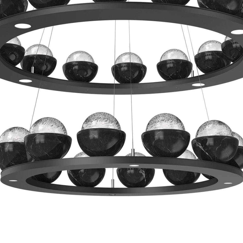 Cabochon Two-Tier Ring LED Chandelier in Detail.