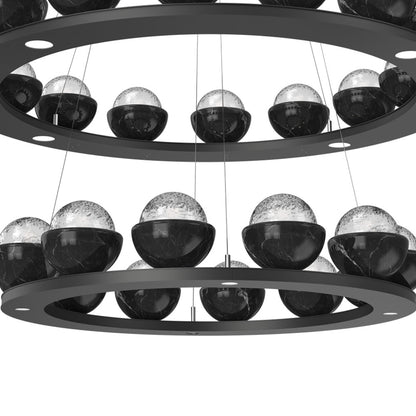 Cabochon Two-Tier Ring LED Chandelier in Detail.