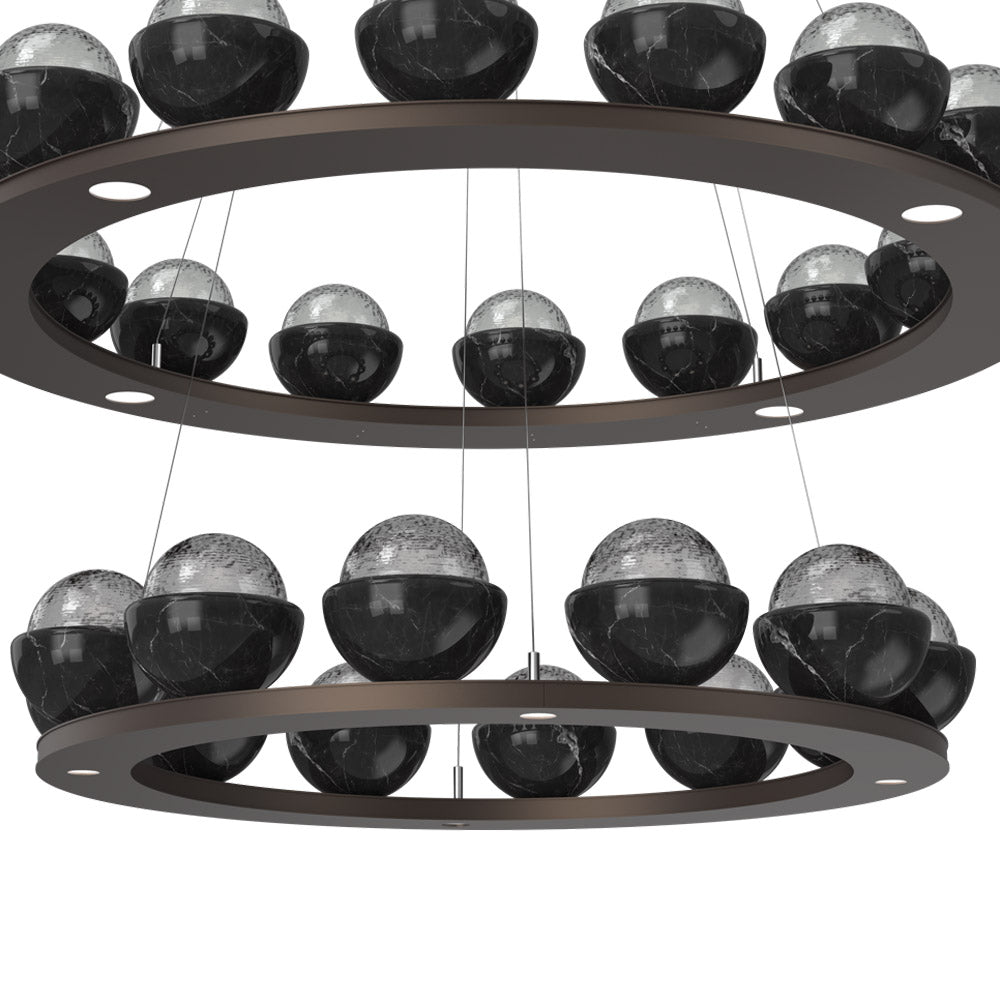 Cabochon Two-Tier Ring LED Chandelier in Detail.