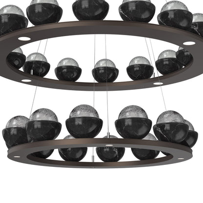 Cabochon Two-Tier Ring LED Chandelier in Detail.