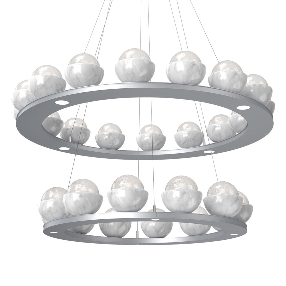 Cabochon Two-Tier Ring LED Chandelier in Detail.