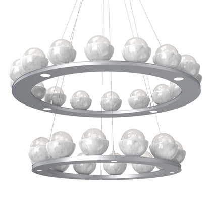 Cabochon Two-Tier Ring LED Chandelier in Detail.