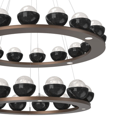 Cabochon Two-Tier Ring LED Chandelier in Detail.