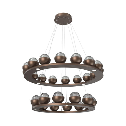 Cabochon Two-Tier Ring LED Chandelier in Burnished Bronze/Smoke Blown Glass (Matching Finish).