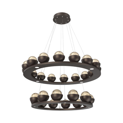 Cabochon Two-Tier Ring LED Chandelier in Flat Bronze/Amber Blown Glass (Matching Finish).