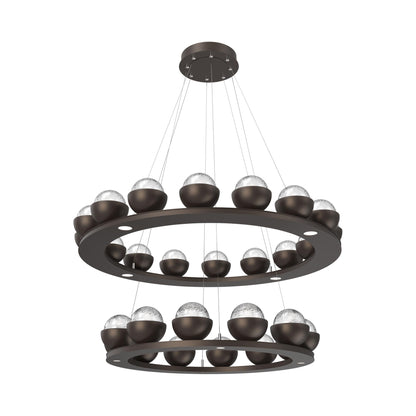 Cabochon Two-Tier Ring LED Chandelier in Flat Bronze/Clear Blown Glass (Matching Finish).