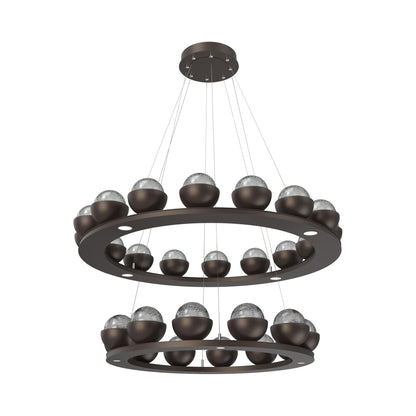 Cabochon Two-Tier Ring LED Chandelier in Flat Bronze/Smoke Blown Glass (Matching Finish).