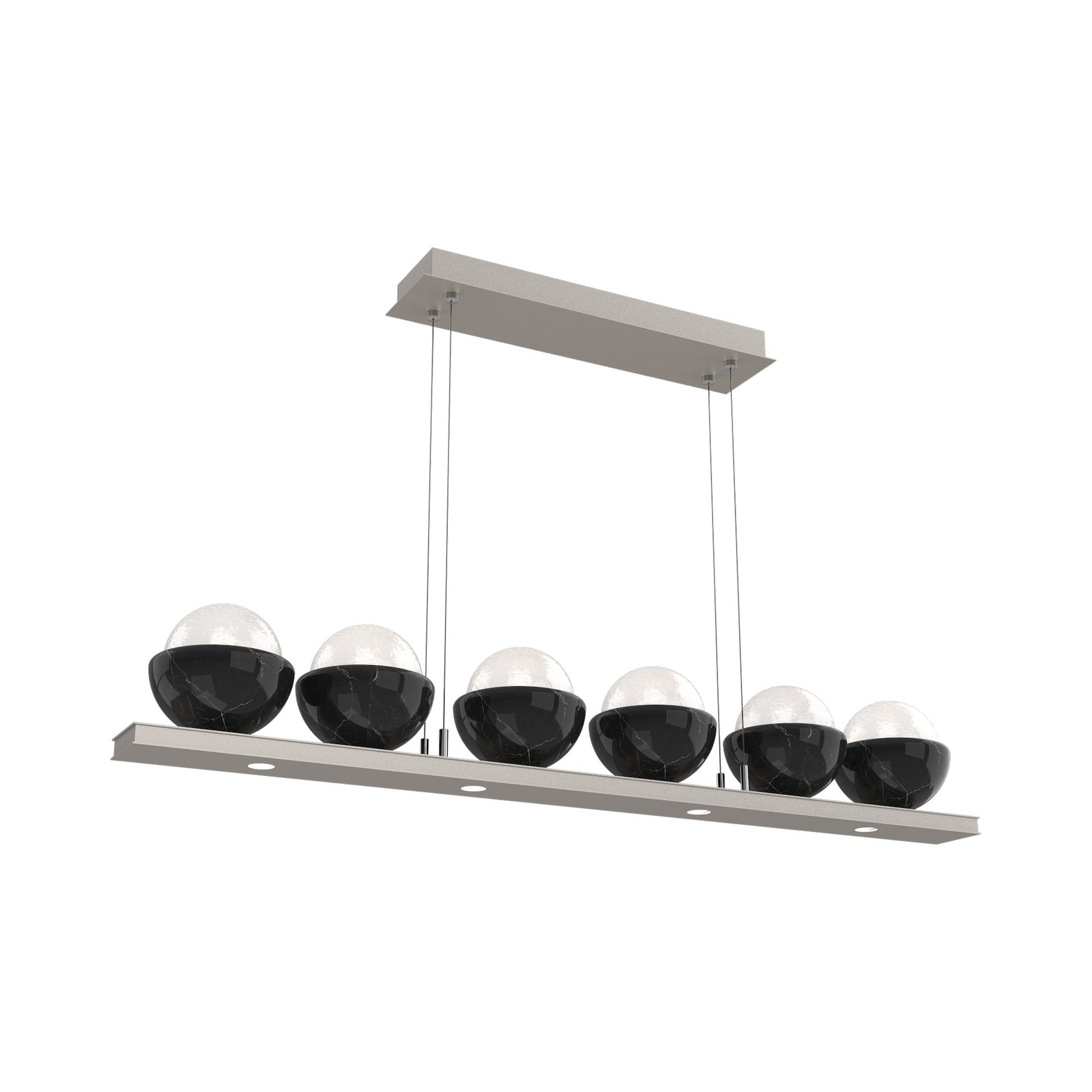 Cabochon White Linear LED Chandelier in Beige Silver/Black Marble (44-Inch).