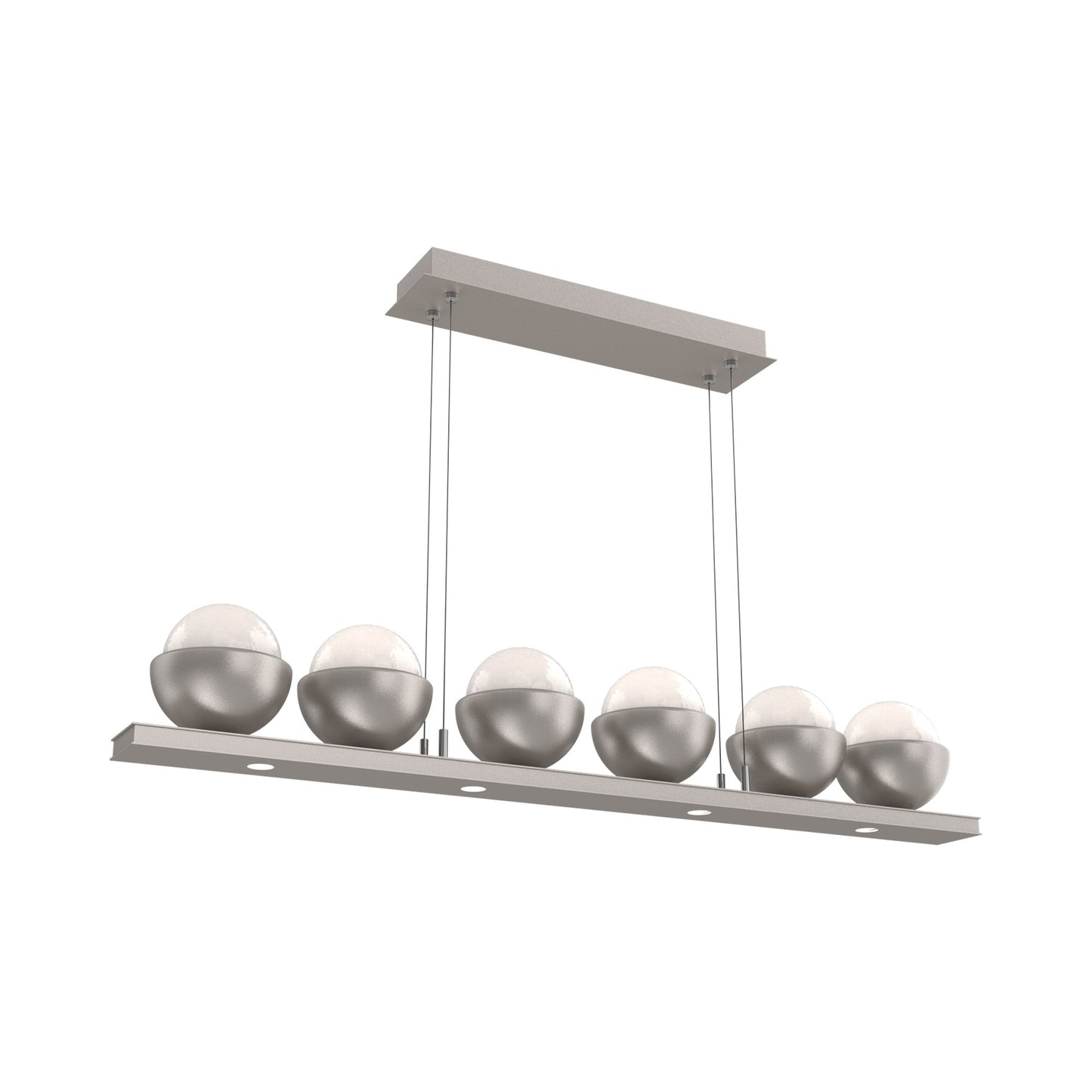 Cabochon White Linear LED Chandelier in Beige Silver/Matching Finish (44-Inch).