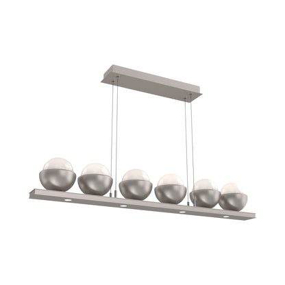 Cabochon White Linear LED Chandelier in Beige Silver/Matching Finish (44-Inch).