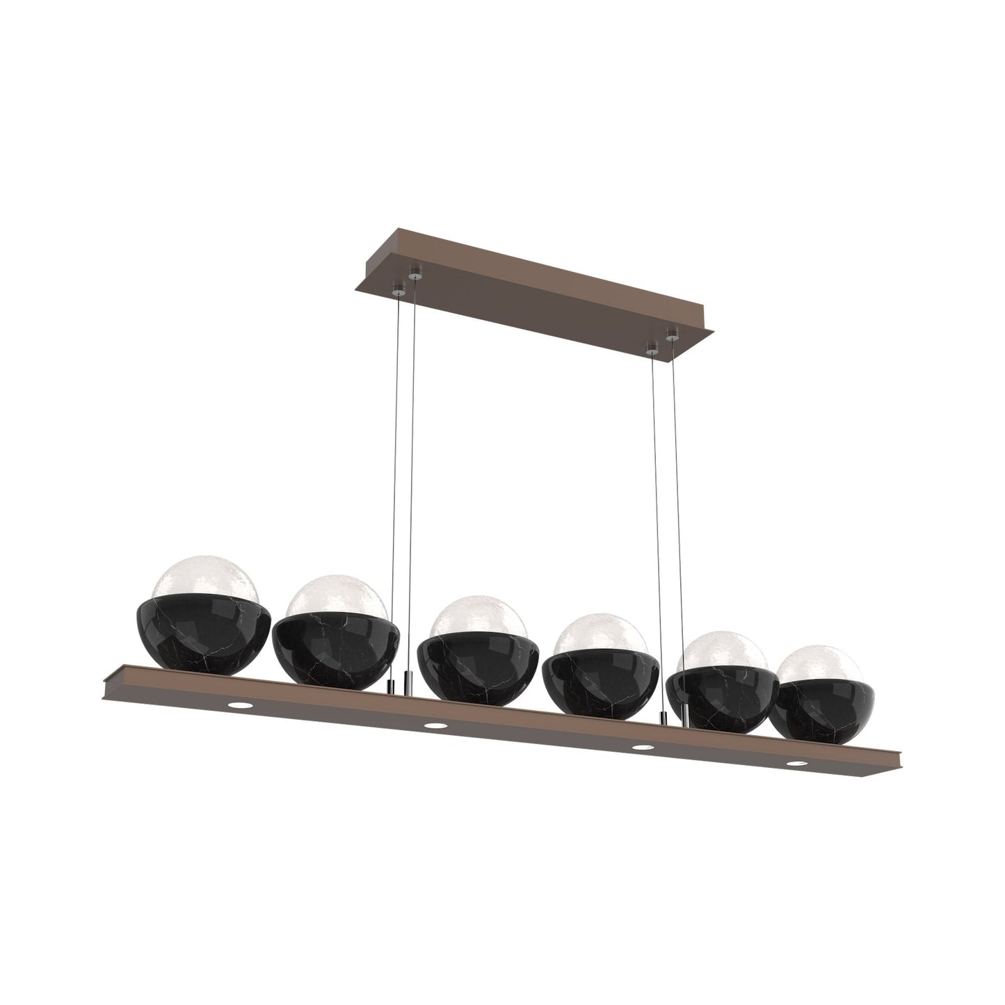 Cabochon White Linear LED Chandelier in Burnished Bronze/Black Marble (44-Inch).