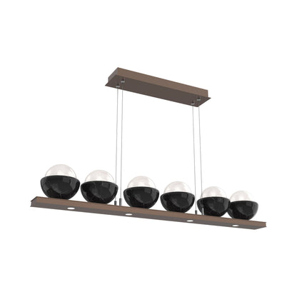 Cabochon White Linear LED Chandelier in Burnished Bronze/Black Marble (44-Inch).