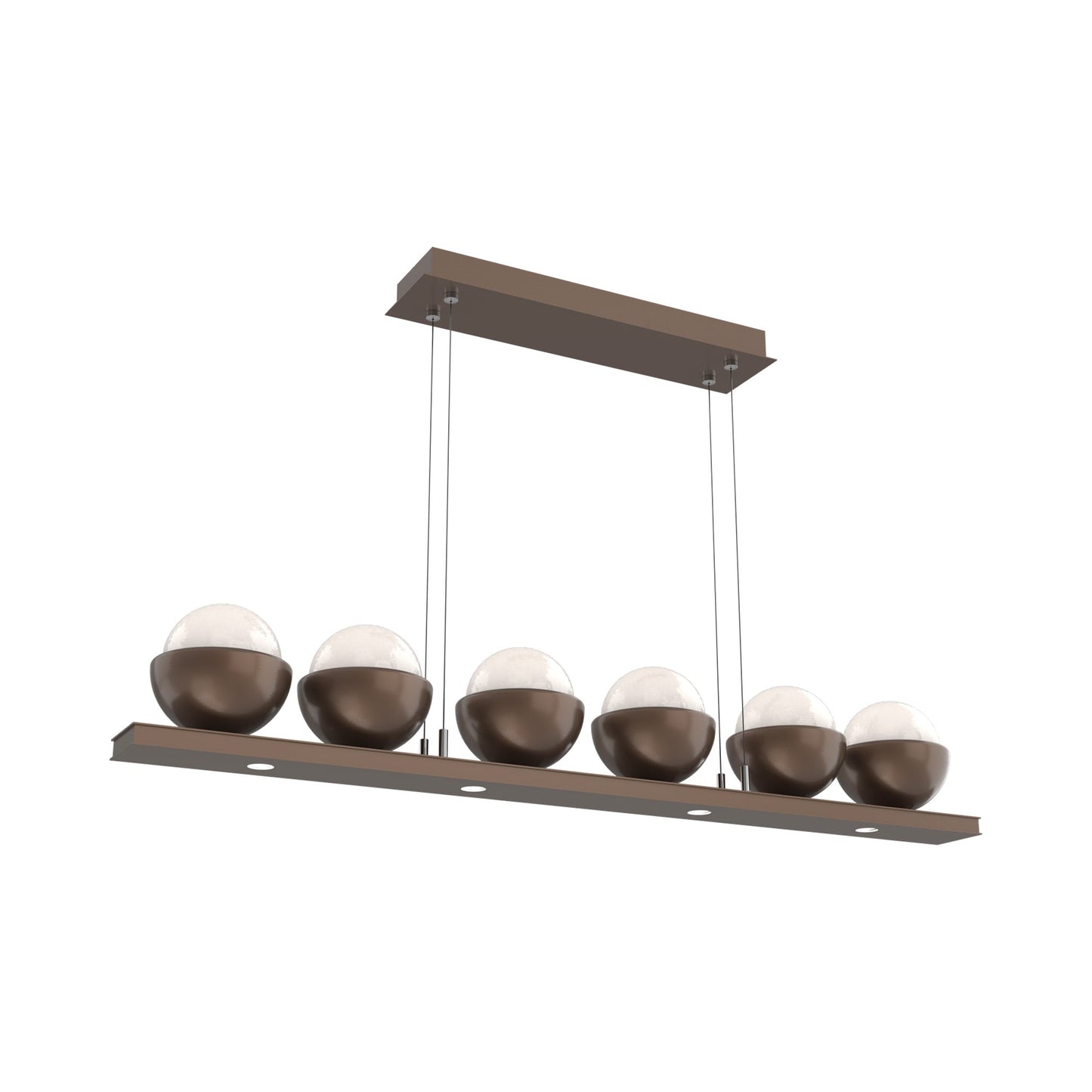Cabochon White Linear LED Chandelier in Burnished Bronze/Matching Finish (44-Inch).