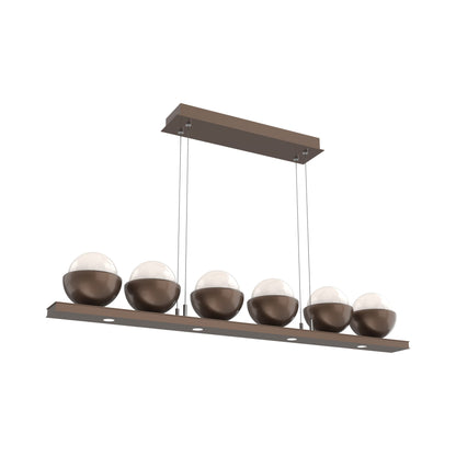 Cabochon White Linear LED Chandelier in Burnished Bronze/Matching Finish (44-Inch).