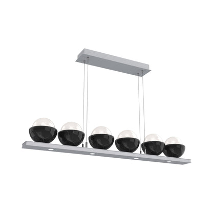 Cabochon White Linear LED Chandelier in Classic Silver/Black Marble (44-Inch).