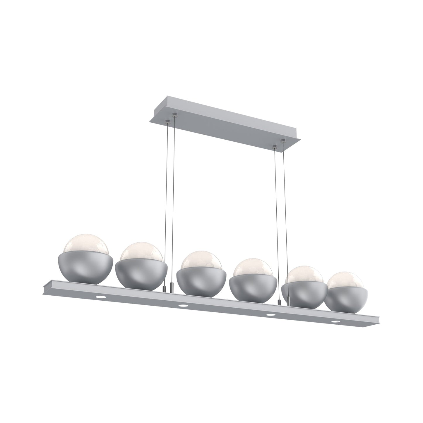 Cabochon White Linear LED Chandelier in Classic Silver/Matching Finish (44-Inch).
