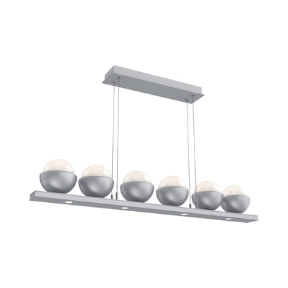 Cabochon White Linear LED Chandelier in Classic Silver/Matching Finish (44-Inch).