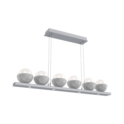 Cabochon White Linear LED Chandelier in Classic Silver/White Marble (44-Inch).