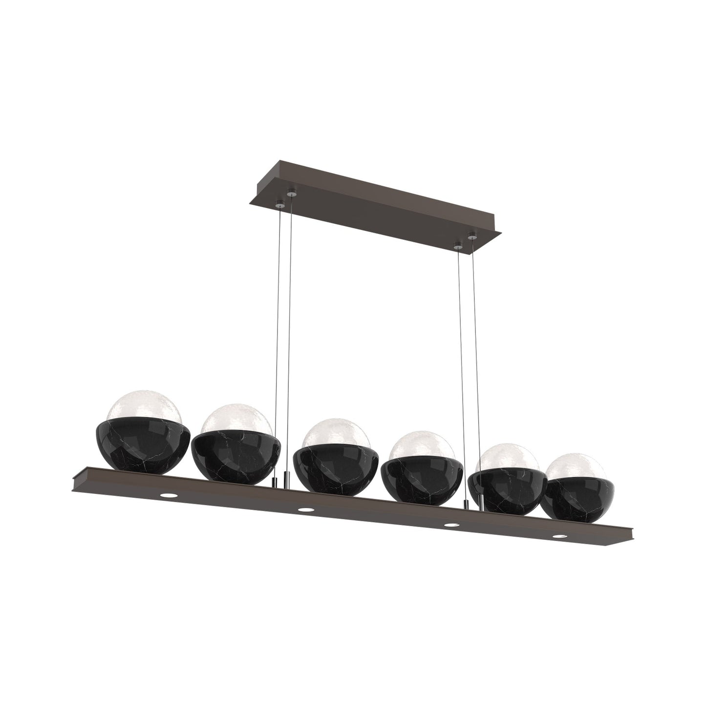Cabochon White Linear LED Chandelier in Flat Bronze/Black Marble (44-Inch).