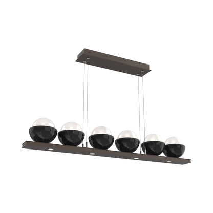 Cabochon White Linear LED Chandelier in Flat Bronze/Black Marble (44-Inch).