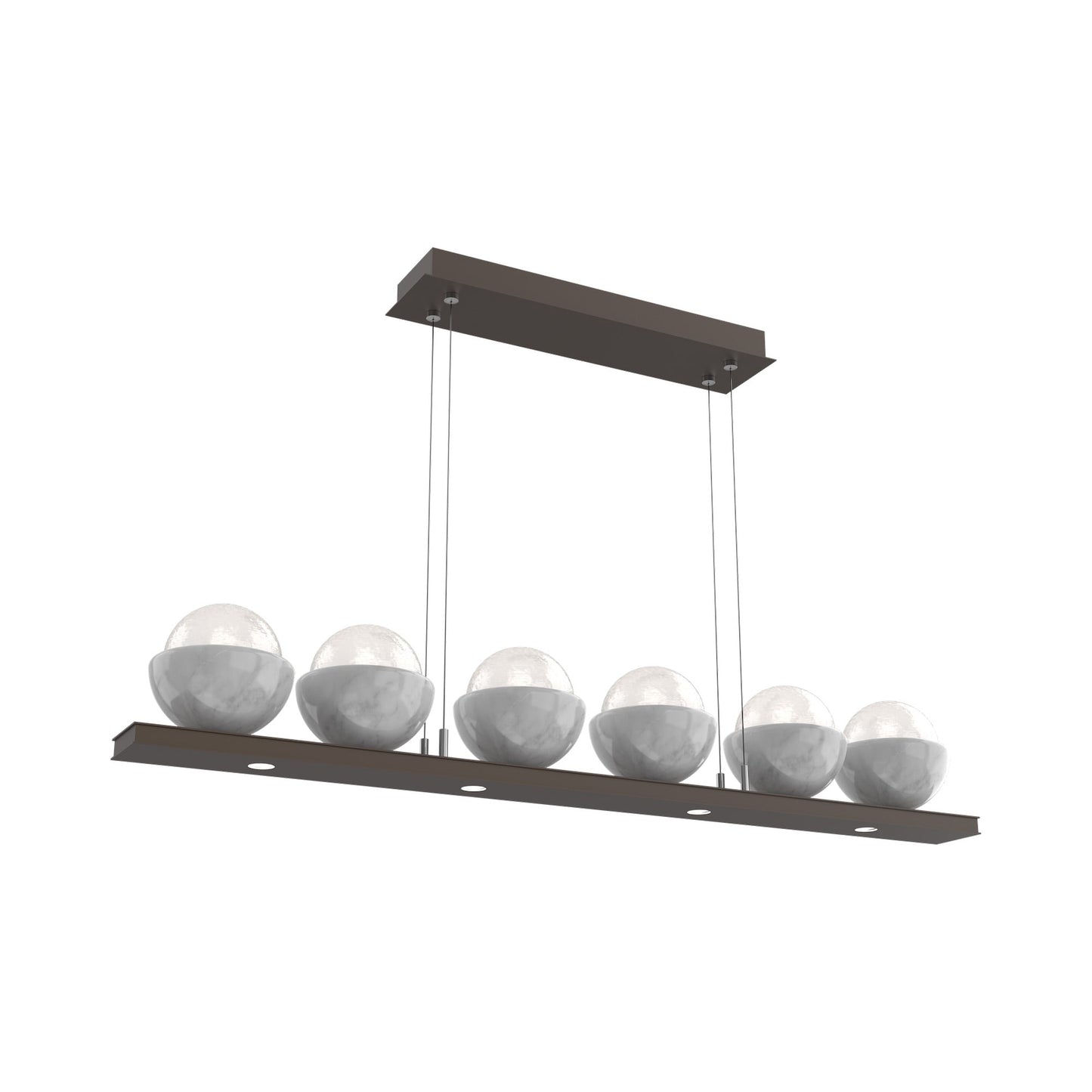 Cabochon White Linear LED Chandelier in Flat Bronze/White Marble (44-Inch).