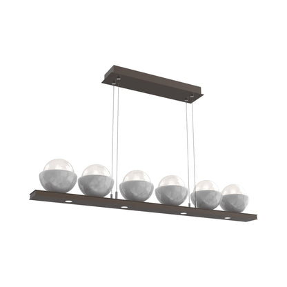 Cabochon White Linear LED Chandelier in Flat Bronze/White Marble (44-Inch).