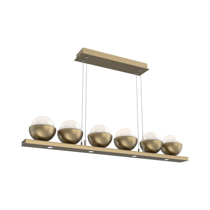 Cabochon White Linear LED Chandelier in Gilded Brass/Matching Finish (44-Inch).