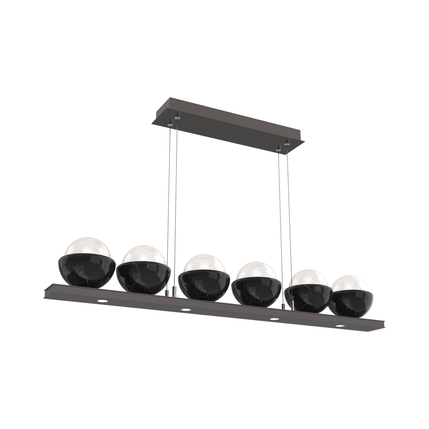 Cabochon White Linear LED Chandelier in Graphite/Black Marble (44-Inch).