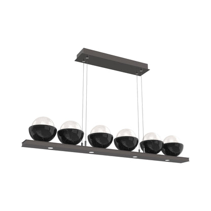 Cabochon White Linear LED Chandelier in Graphite/Black Marble (44-Inch).