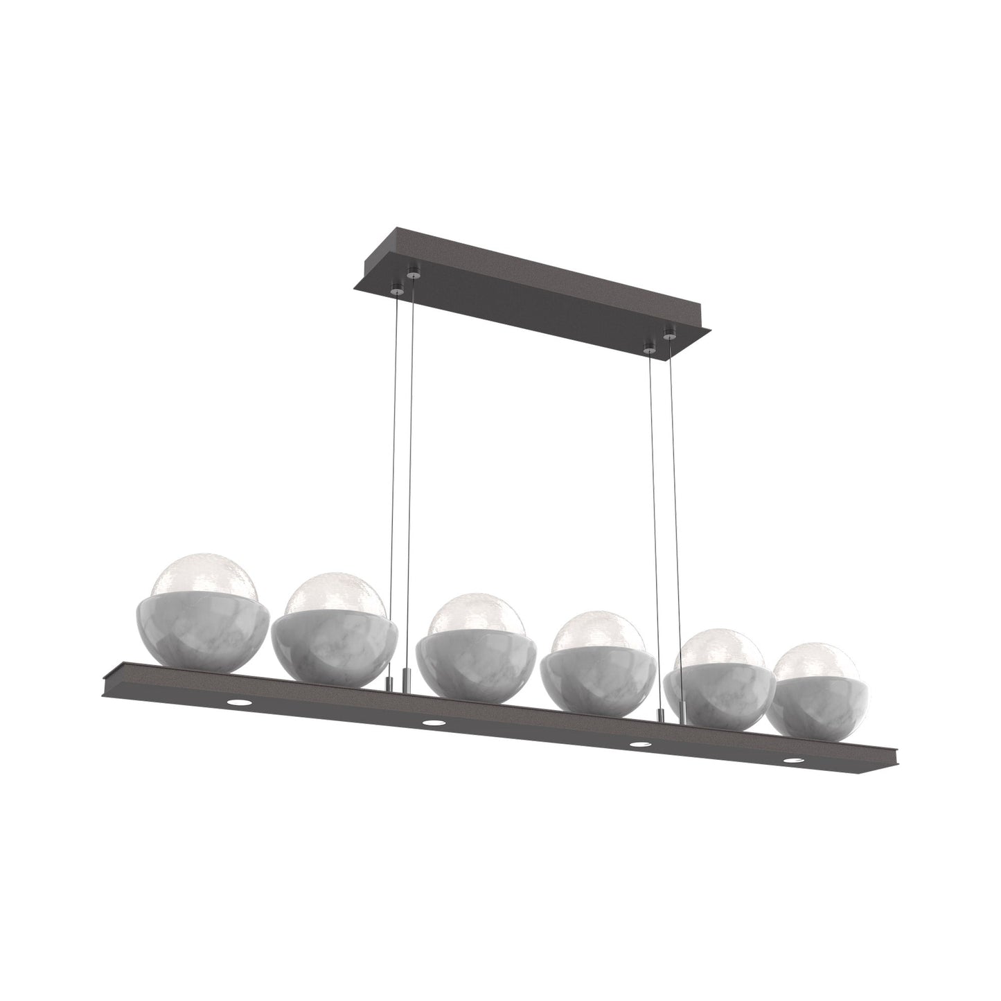 Cabochon White Linear LED Chandelier in Graphite/White Marble (44-Inch).