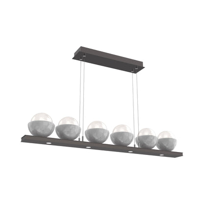 Cabochon White Linear LED Chandelier in Graphite/White Marble (44-Inch).