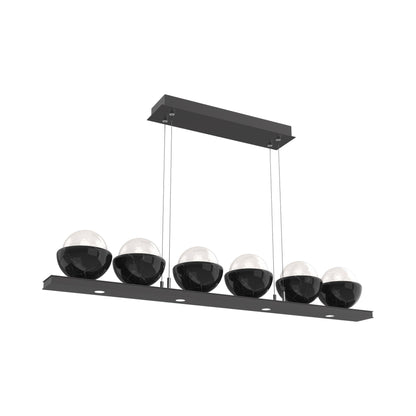 Cabochon White Linear LED Chandelier in Matte Black/Black Marble (44-Inch).