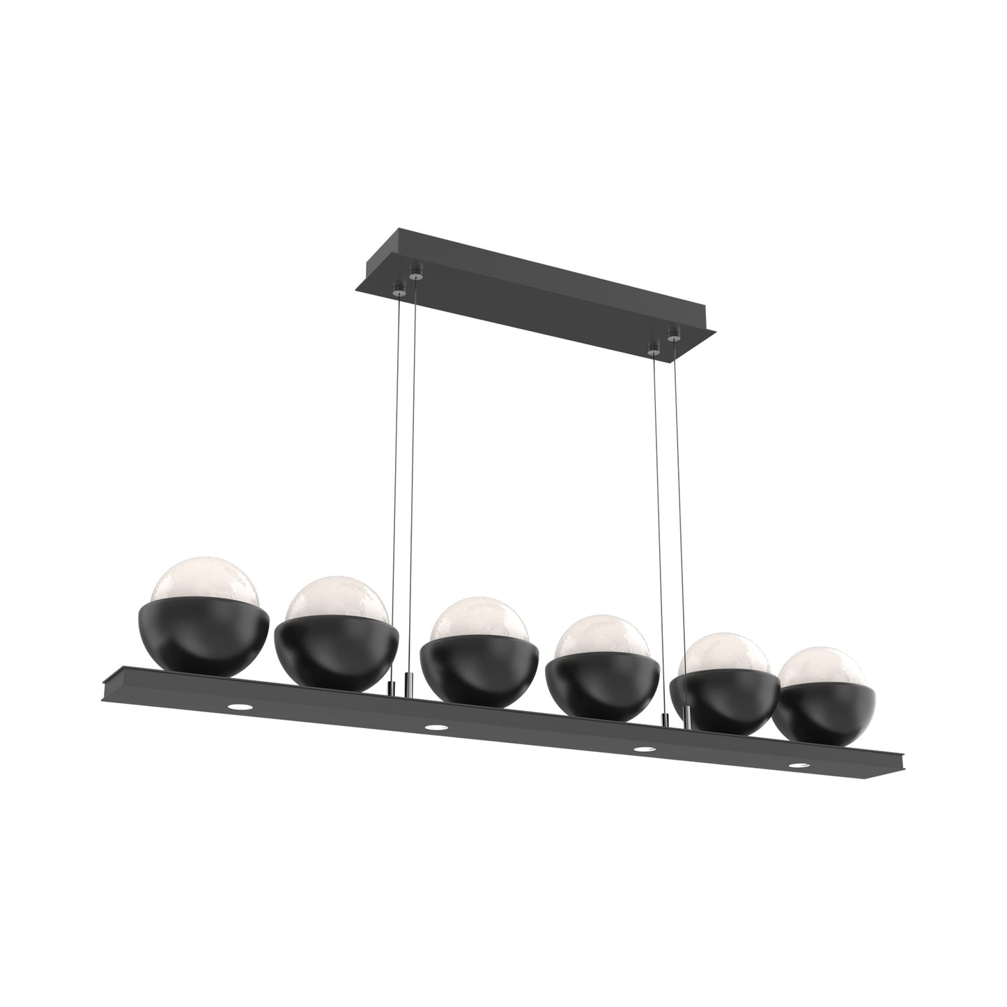 Cabochon White Linear LED Chandelier in Matte Black/Matching Finish (44-Inch).