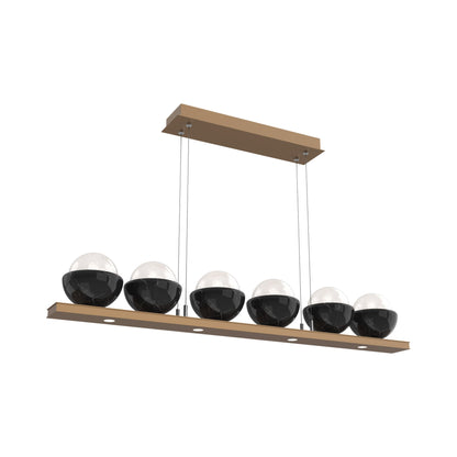Cabochon White Linear LED Chandelier in Novel Brass/Black Marble (44-Inch).