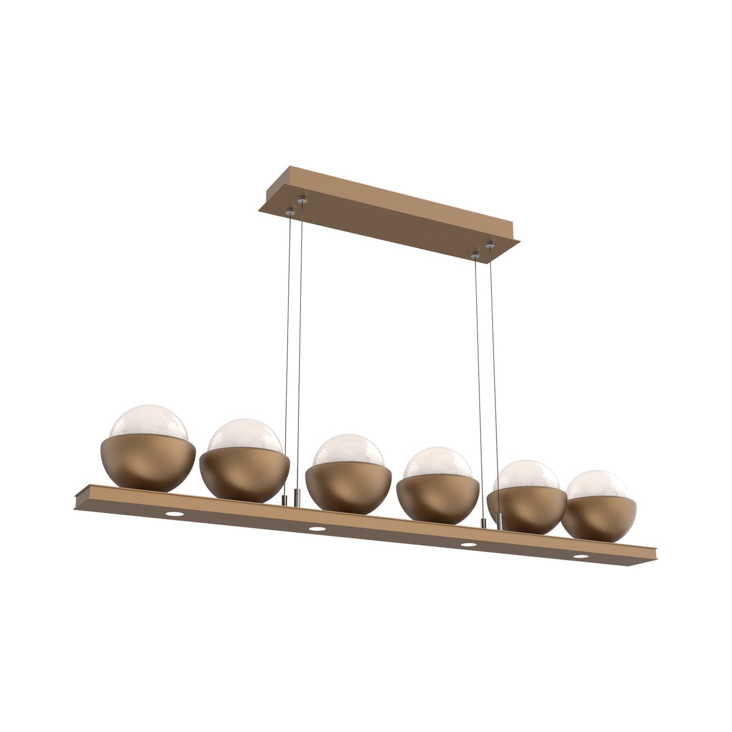 Cabochon White Linear LED Chandelier in Novel Brass/Matching Finish (44-Inch).
