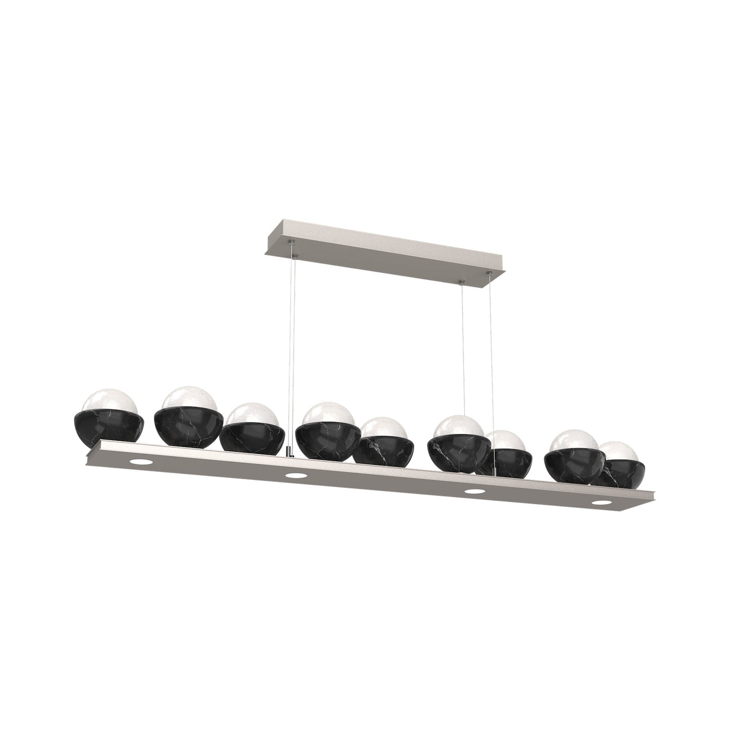Cabochon White Linear LED Chandelier in Beige Silver/Black Marble (58.8-Inch).
