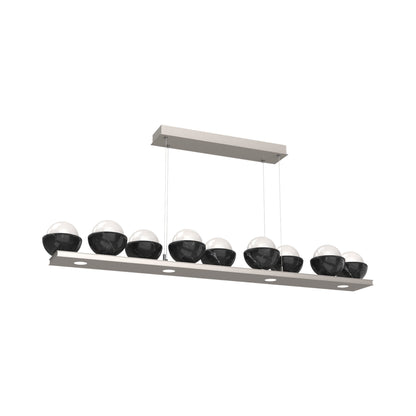 Cabochon White Linear LED Chandelier in Beige Silver/Black Marble (58.8-Inch).