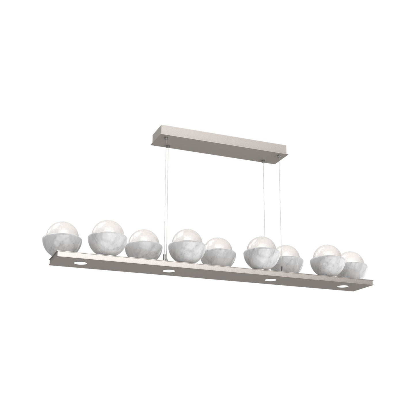 Cabochon White Linear LED Chandelier in Beige Silver/White Marble (58.8-Inch).