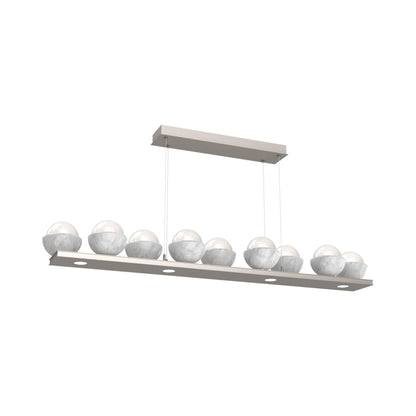 Cabochon White Linear LED Chandelier in Beige Silver/White Marble (58.8-Inch).