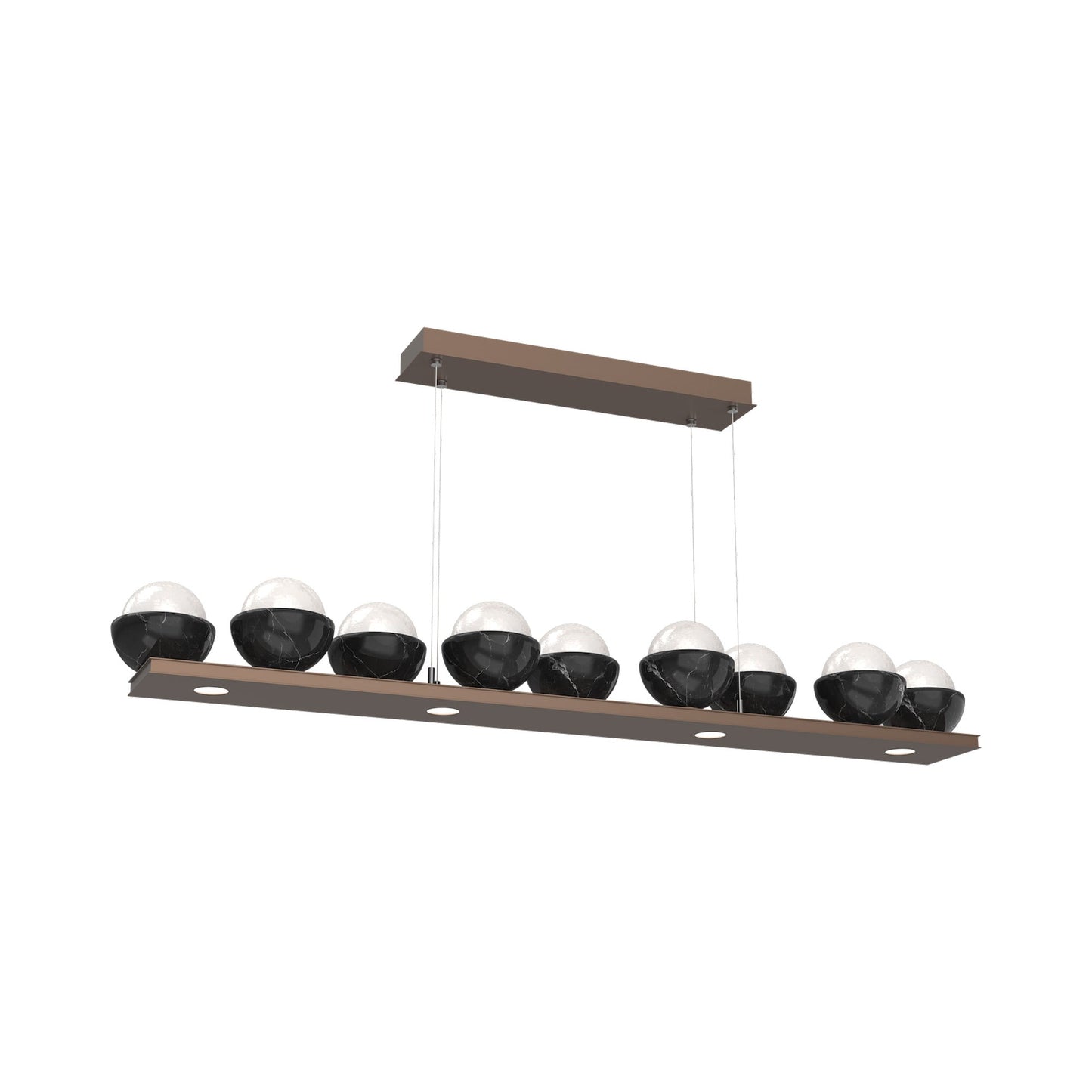 Cabochon White Linear LED Chandelier in Burnished Bronze/Black Marble (58.8-Inch).