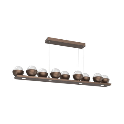 Cabochon White Linear LED Chandelier in Burnished Bronze/Matching Finish (58.8-Inch).