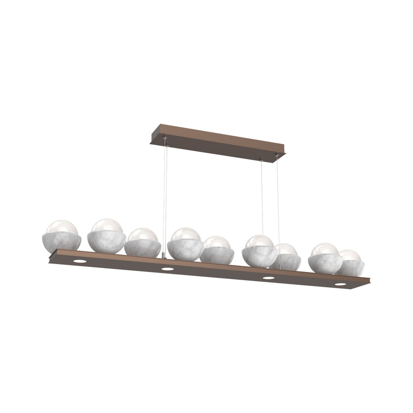Cabochon White Linear LED Chandelier in Burnished Bronze/White Marble (58.8-Inch).