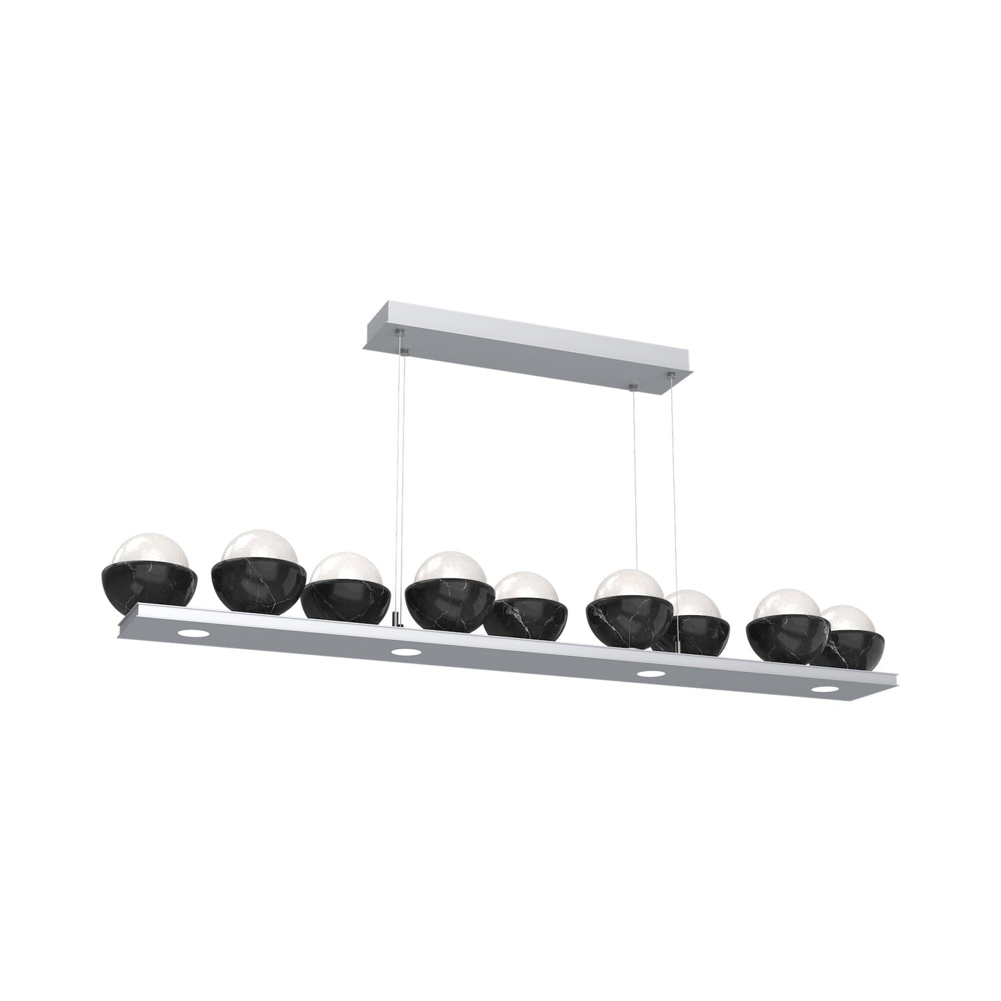 Cabochon White Linear LED Chandelier in Classic Silver/Black Marble (58.8-Inch).
