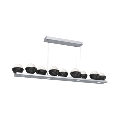 Cabochon White Linear LED Chandelier in Classic Silver/Black Marble (58.8-Inch).